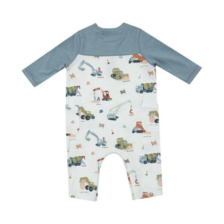 Angel Dear Construction Alphabet Raglan Romper with Contrast Sleeves