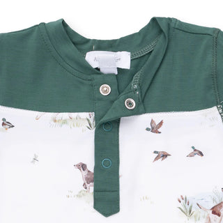 Pointer Pups and Duck Buddies - Romper with Contrast Sleeves