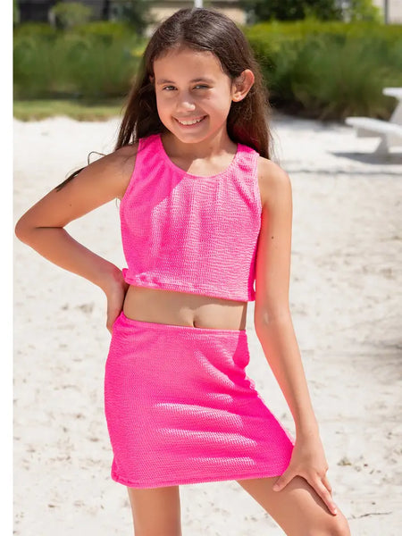 Limeapple Crinkle Mini Skirt - Pink
