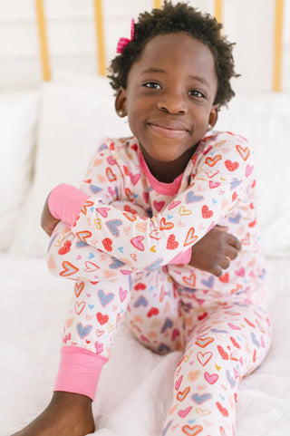 Ollie Jay Heart Felt 2Pc Bamboo Pajamas