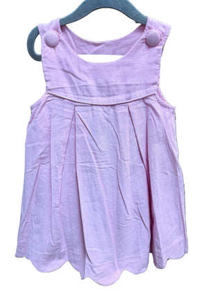 Delaney pink pinwale corduroy jumper dress with scalloped hem