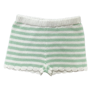 Aqua Striped Ribbed Knit Tank Top & Shorts 2pc Set