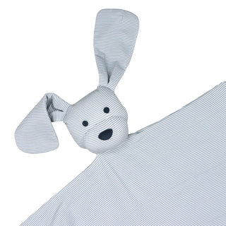 Mini Stripe Dog Lovey + Paci Clip - Dusty Blue