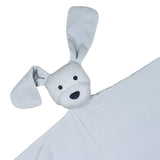 Mini Stripe Dog Lovey + Paci Clip - Dusty Blue