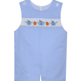Baby Sen Blue Smocked Graham Pumpkin Shortall