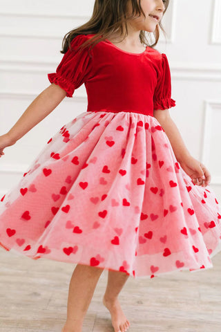 Ollie Jay Valentine Rose Dress with Heart Tulle Skirt