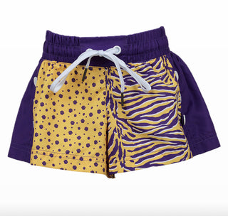 Azarhia Paws and Stripes Gameday Color Block Shorts - Tigers