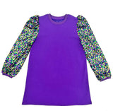 Blended Spirit Mardi Gras Velvet Sweatshirt Dress with Sequin Sleeves