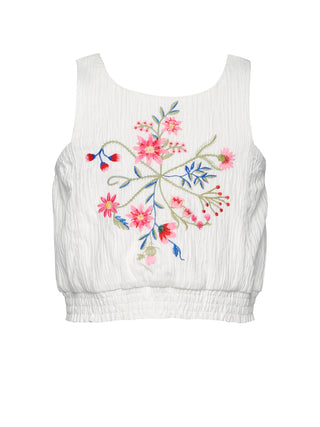 Hannah Banana Embroidered Floral Set With Lace Trim