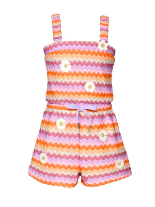 Hannah Banana Striped Crochet Romper