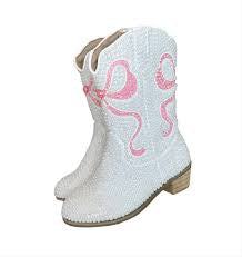 Lola and the Boys Pink Crystal Bow Cowgirl Boots