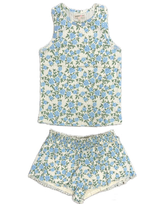 Pointelle Floral Print 2Pc Lounge Set - Afterglow