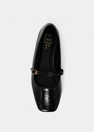 Kids Adele Mini Patent Leather Shoes - Black Crinkle