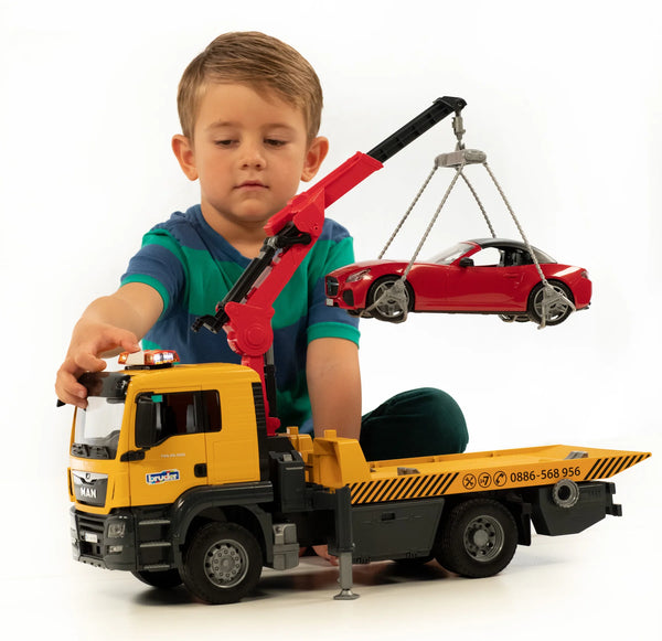 Bruder TGS Tow Truck with Roadster – Olly-Olly