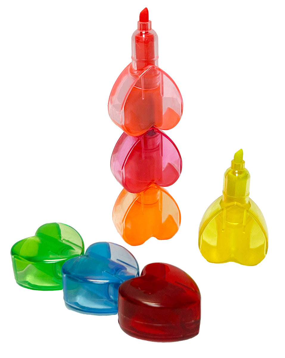 Rainbow Hearts Stackable Markers/Highlighters - 6 Colors – Olly-Olly