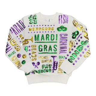 Belle Cher All Things Mardi Gras Sequin Sweatshirt