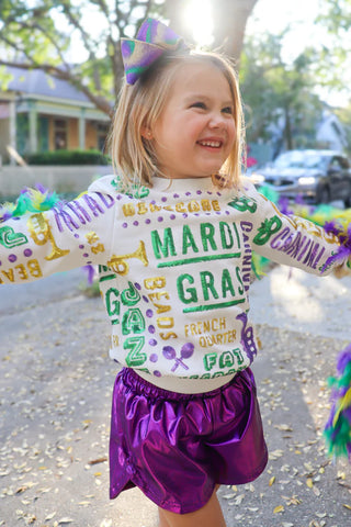Belle Cher All Things Mardi Gras Sequin Sweatshirt