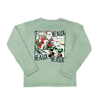 Belle Cher Heaux Heaux Heaux Santa Pirogue Long Sleeve Tee in sage