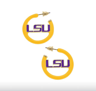 LSU Tigers Logo Enamel Earrings - Purple/Gold