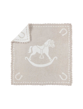 CozyChic Scalloped Receiving Blanket - Stone/White ROCKING HORSE