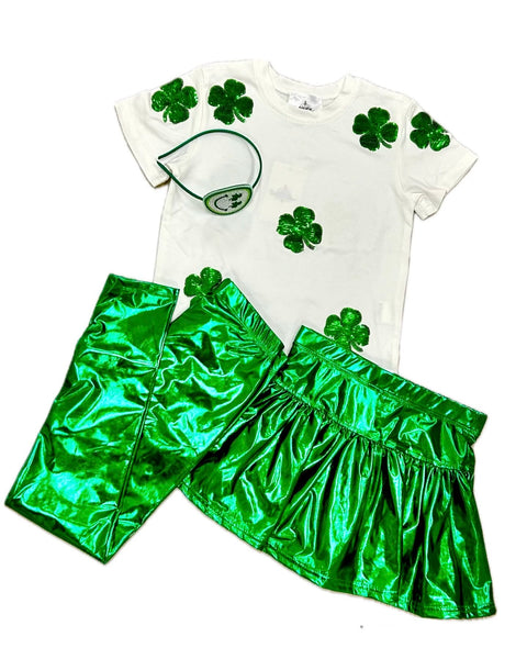 Belle Cher White Shamrock Sequin Tee