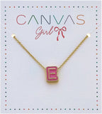 Canvas Initial Pink Necklace