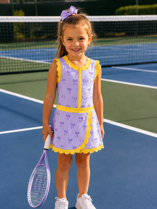 Purple and Gold Coquette Bow Tennis Dress