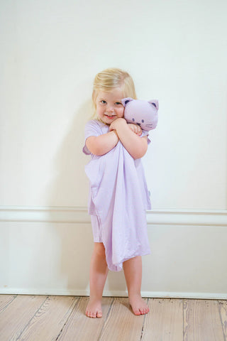 Purple Mini Striped Kitty Lovey + Paci Clip