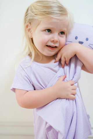 Purple Mini Striped Kitty Lovey + Paci Clip