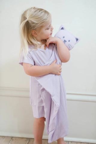 Purple Mini Striped Kitty Lovey + Paci Clip