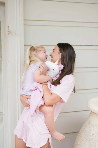 Pink Unicorn Lovey + Paci Clip