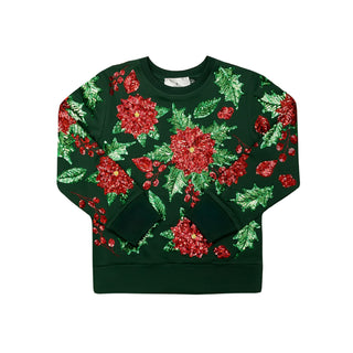 Belle Cher Kids' Sequin Poinsettia Sweatshirt