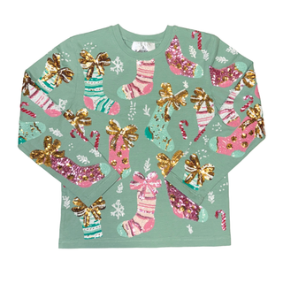 Belle Cher Kids' Decked Out Sequin Stockings Long Sleeve Tee