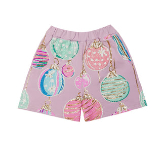 Belle Cher Kids' Christmas Ornaments Sequin Sweatshirt & Shorts Set