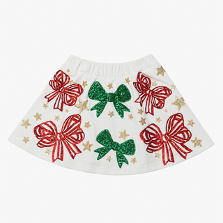 Belle Cher Kids' Old Fashioned Christmas Bows Sweatshirt & Skort Set
