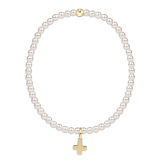 Enewton Egirl Classic Pearl 3mm Bracelet - Signature Cross Gold Charm