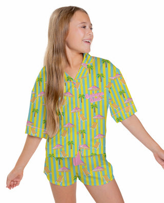 Sunshine Society Cabana Club Silky Pajama Short Set