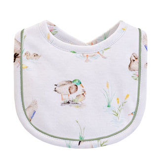 Baby Club Chic Duck Pond Printed Pima Bib w/ Piping Trim