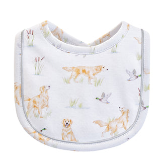 Baby Club Chic Goldens & Mallards Printed Pima Bib w/ Piping Trim