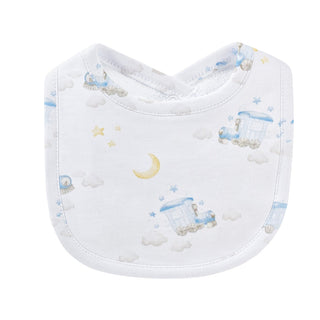 Baby Club Chic Watercolor Printed Bib - Little Train Blue