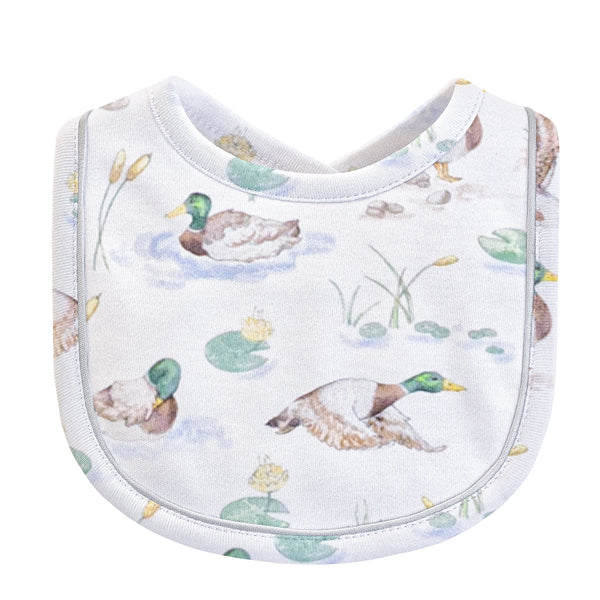 Baby Club Chic Bib - Mallard Ducks Bib w/ Piping Trim