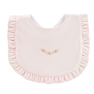 Baby Club Chic PINK Sweet Roses Embroidered Pima Bib w/ Ruffle