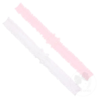Wee Ones Add-A-Bow Stretch Ruffle Edge Girls Baby Bands - Two Pack
