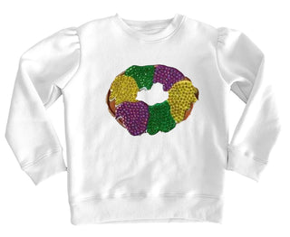 Azarhia White Holly Sweatshirt - Sequin King Cake