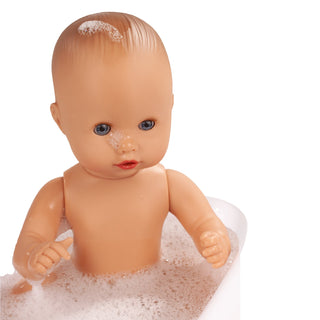 Götz Sleepy Aquini waterproof bath doll in the bath