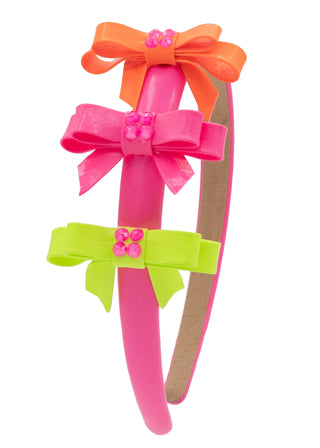 Bari Lynn Neon Leather 3 Bows Headband