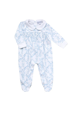 Nella Pima Blue Bear Smocked Footie