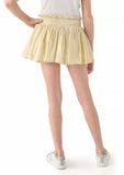 Cream Plisse Shine Tiered Skort
