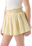 Cream Plisse Shine Tiered Skort