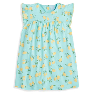 Bella Bliss Pima Angel Sleeve Dress - Teal Lemons